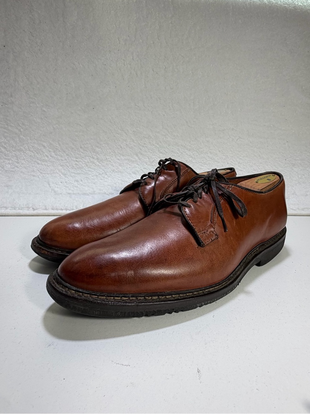 Allen Edmonds Men’s Brown Leather Plain Toe Derby Rubber Sole Shoes Size 10